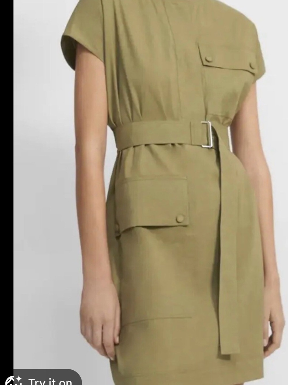 Theory Olive Green Utility Shift Dress